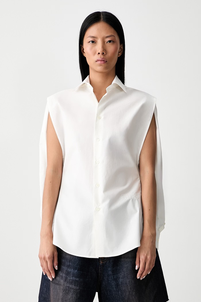 MM6 Maison Margiela koszula damska bawełniana beżowy S62DT0052.M35256