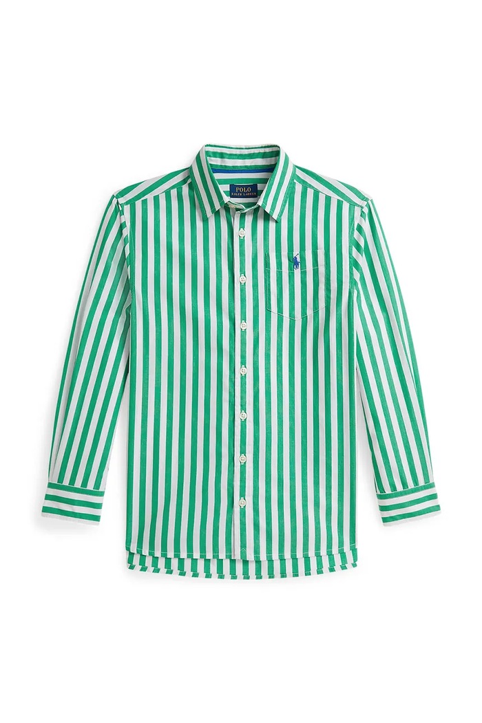 Детская хлопковая рубашка Polo Ralph Lauren 313A95902002 зелёный SS26
