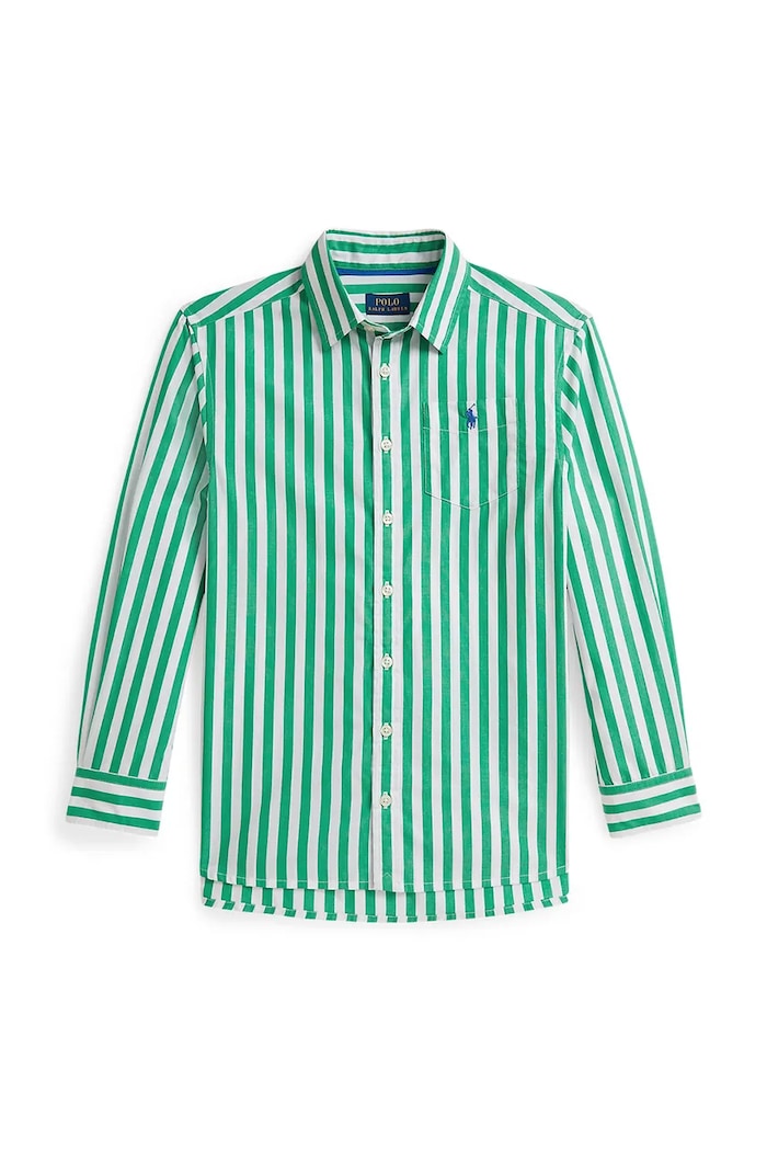 Детская хлопковая рубашка Polo Ralph Lauren 313A95902002 зелёный SS26