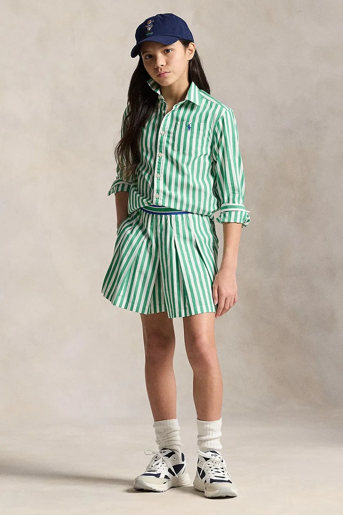 Детская хлопковая рубашка Polo Ralph Lauren зелёный 313A95902002
