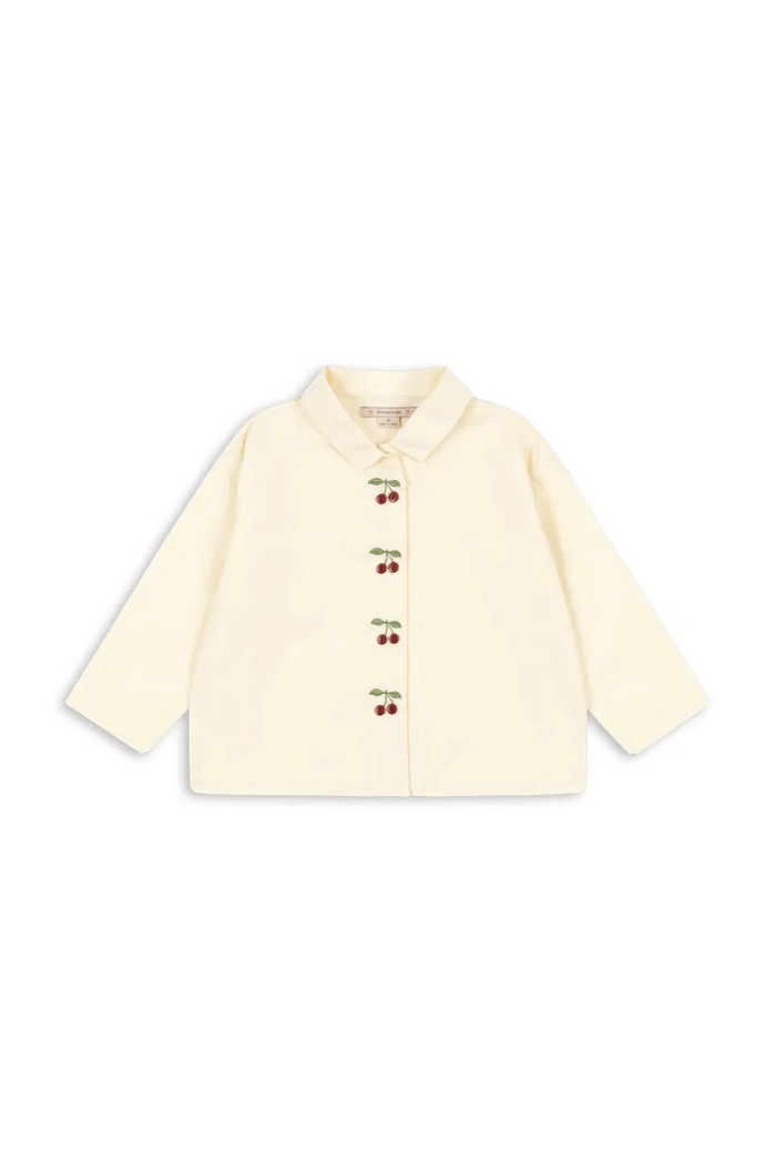 Detská bavlnená košeľa Konges Sløjd EVIA CHERRY SHIRT GOTS KS104795.PPY2 béžová SS26