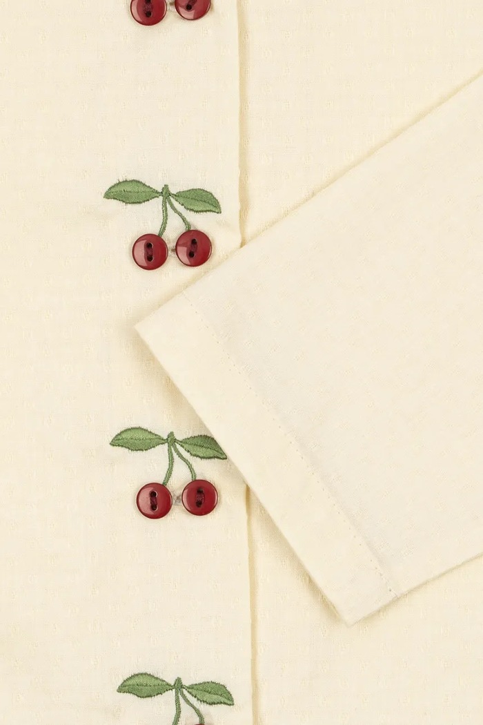 Detská bavlnená košeľa Konges Sløjd EVIA CHERRY SHIRT GOTS KS104795.PPY2 béžová