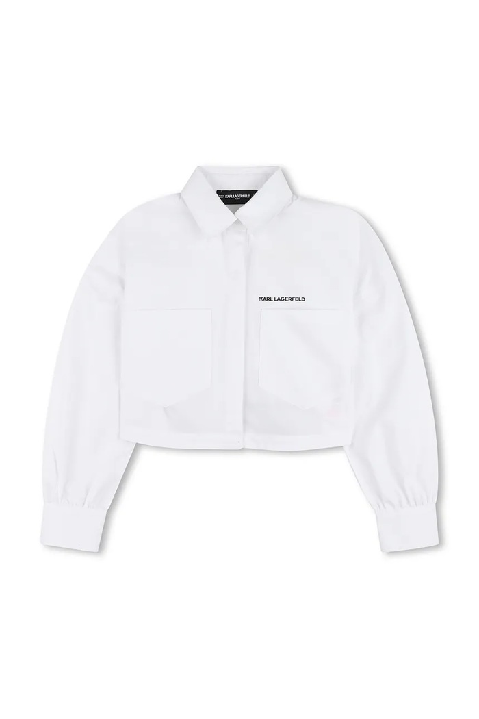 Detská bavlnená košeľa Karl Lagerfeld Z31117.126.150 biela SS26