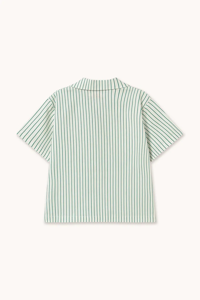 Момче Детска риза с лен Tinycottons EMERALD STRIPES SHIRT SS26.243 бял