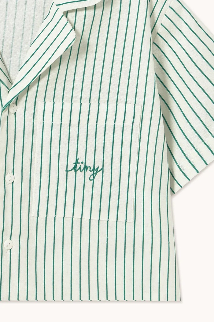 Детска риза с лен Tinycottons EMERALD STRIPES SHIRT бял SS26.243