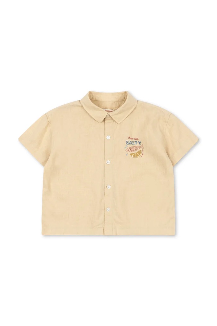 Detská ľanová košeľa Konges Sløjd FRANZEN SS LINEN SHIRT KS104829.PPY2 béžová SS26