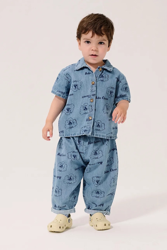 Detská džínsová košeľa Bobo Choses Pickles The Dog bavlna modrá 126AB027
