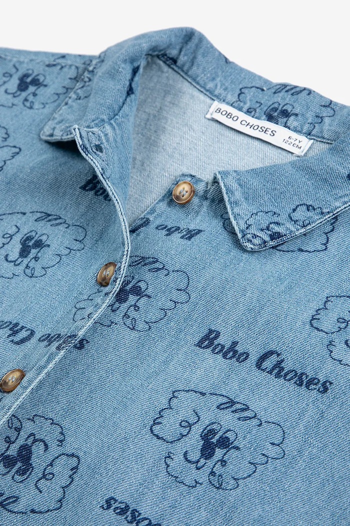 Chlapec Detská riflová košeľa Bobo Choses Pickle The Dog 126AC037 modrá