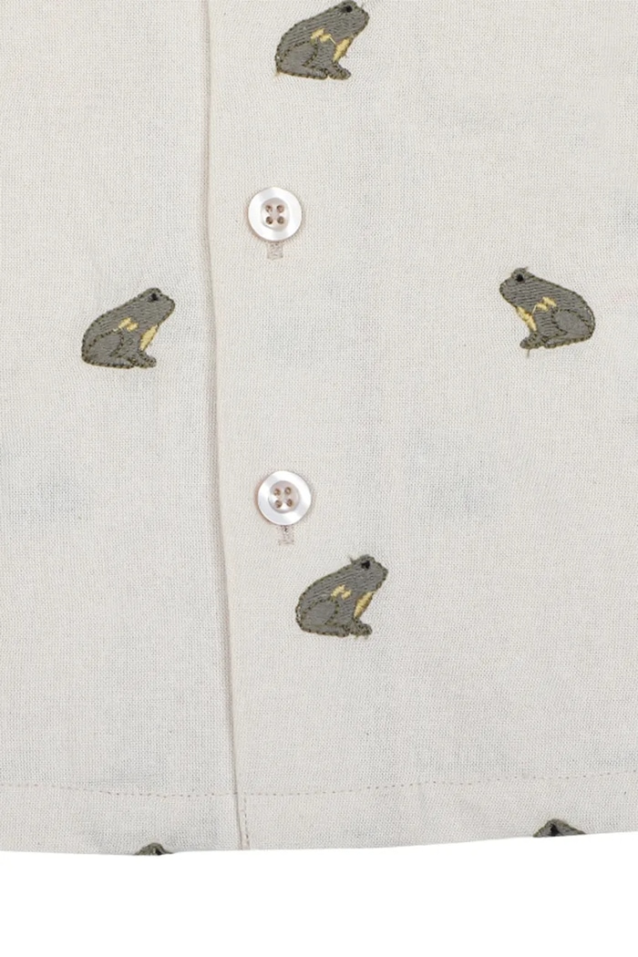 Donsje koszula z dodatkiem lnu dziecięca Deccie Shirt Frogs 4116801 biały