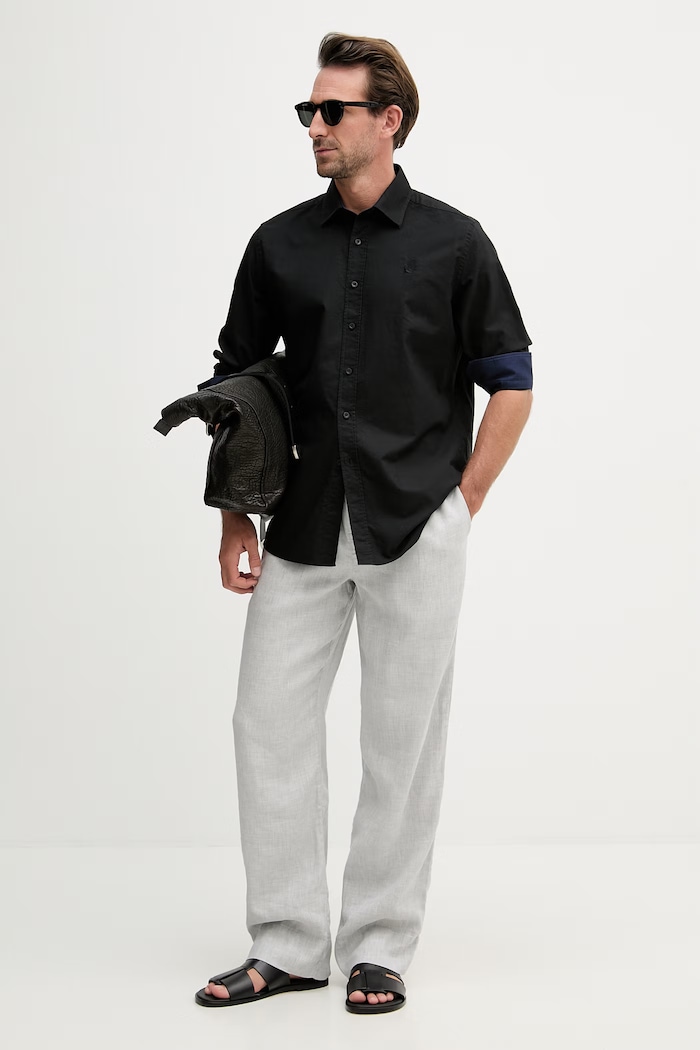 Karl Lagerfeld koszula męska bawełniana 561784.605192 czarny SS26