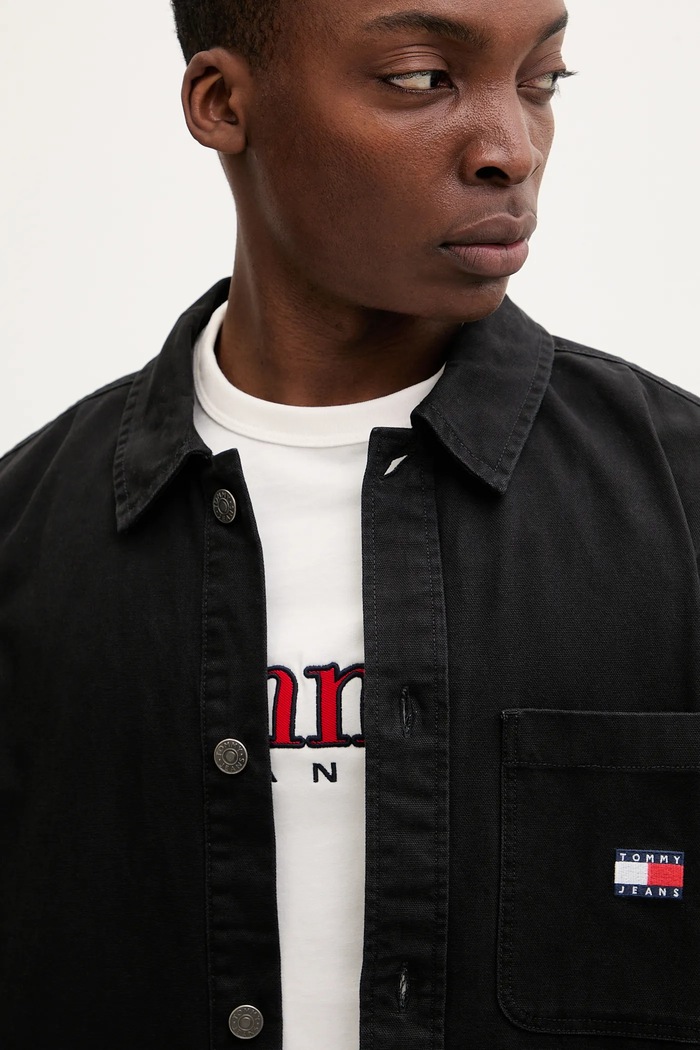 Tommy Jeans srajca moška bombažna DM0DM20236 črna