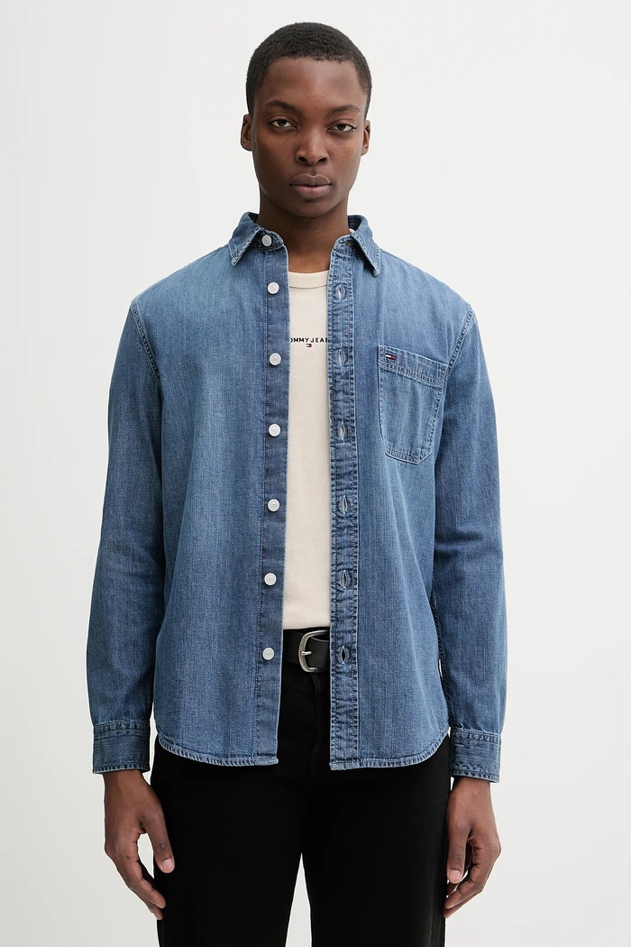 Дънкова риза Tommy Jeans син DM0DM22303