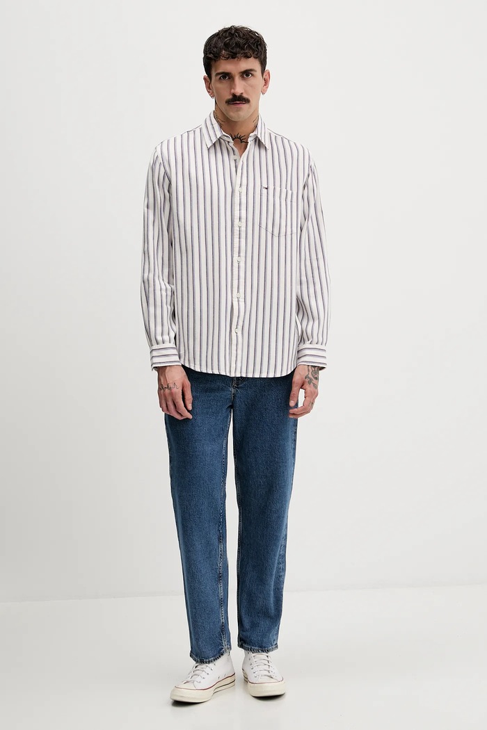 Tommy Jeans cămașă din bumbac DM0DM22406 bej SS26