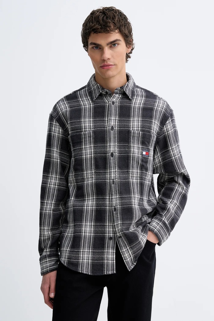 Tommy Jeans koszula bawełniana wzorzyste szary DM0DM22411