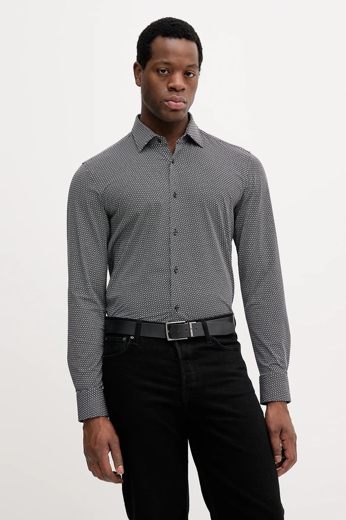 BOSS cămașă P-HANK-K-261 cu modele negru 50556102
