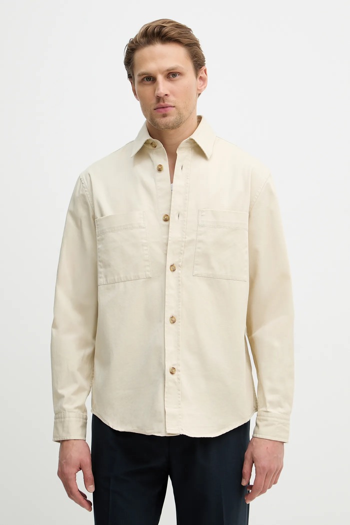 Хлопковая рубашка BOSS H-OWEN-K-2PP-261 casual бежевый 50556121