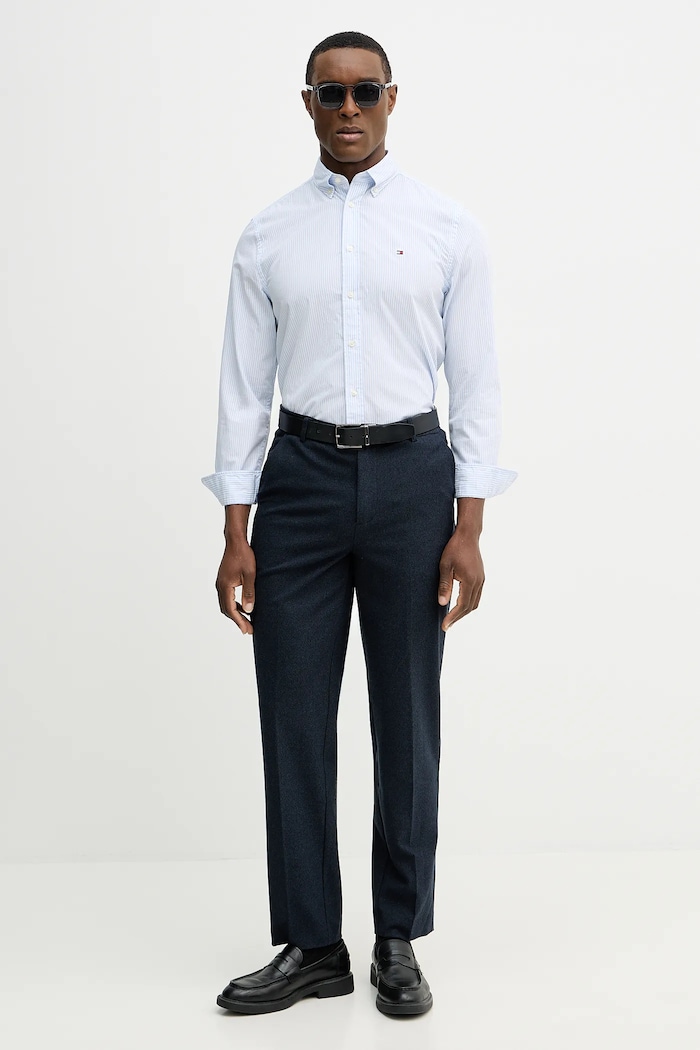 Tommy Hilfiger cămașă din bumbac MW0MW41403 albastru SS26