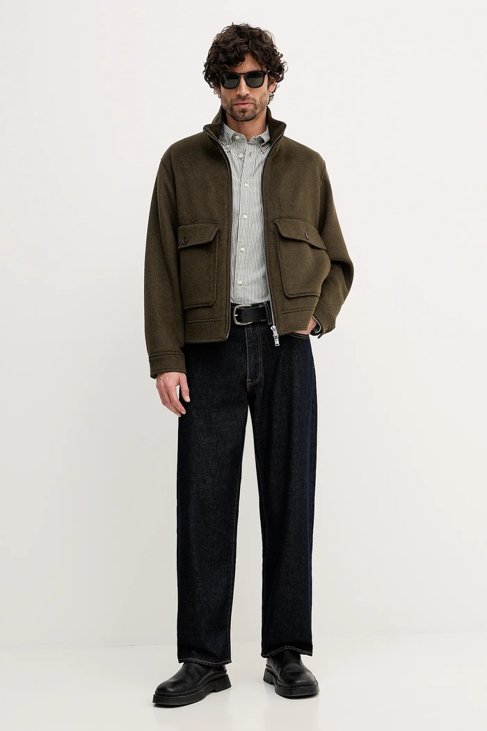 Tommy Hilfiger cămașă din bumbac MW0MW41403 verde SS26