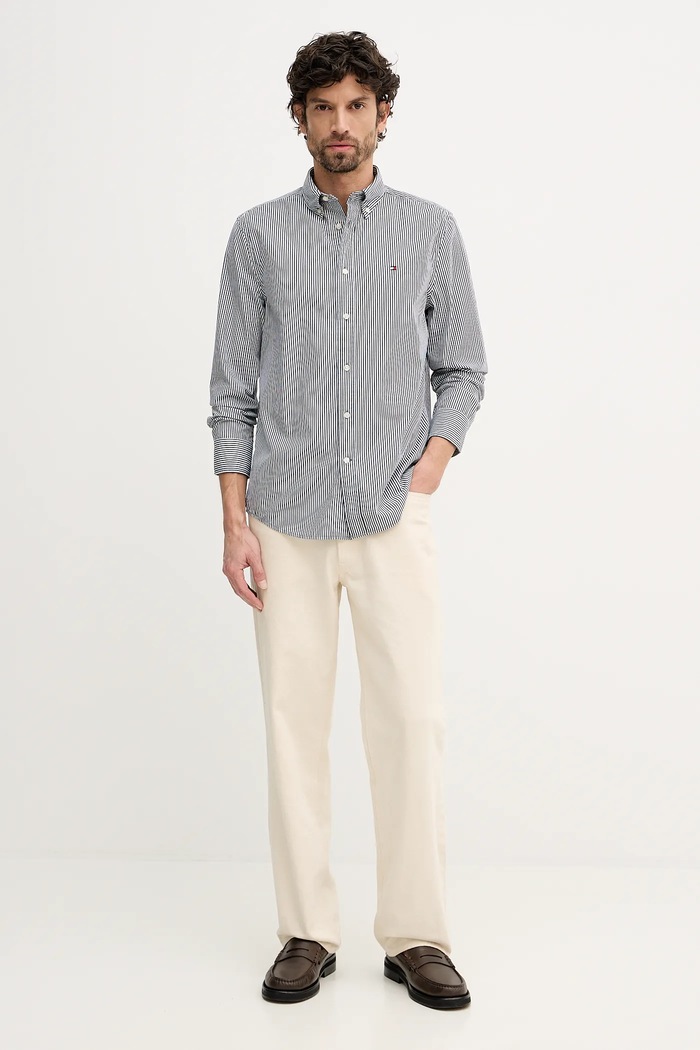 Bavlněná košile Tommy Hilfiger MW0MW41403 černá SS26
