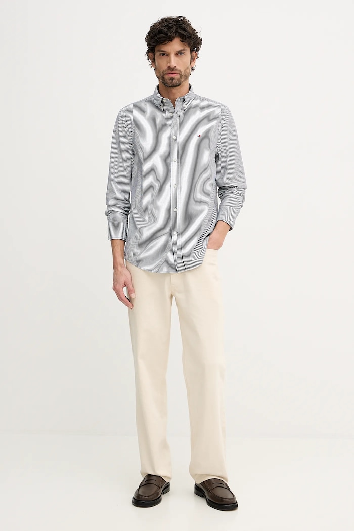 Bavlněná košile Tommy Hilfiger MW0MW41403 černá SS26