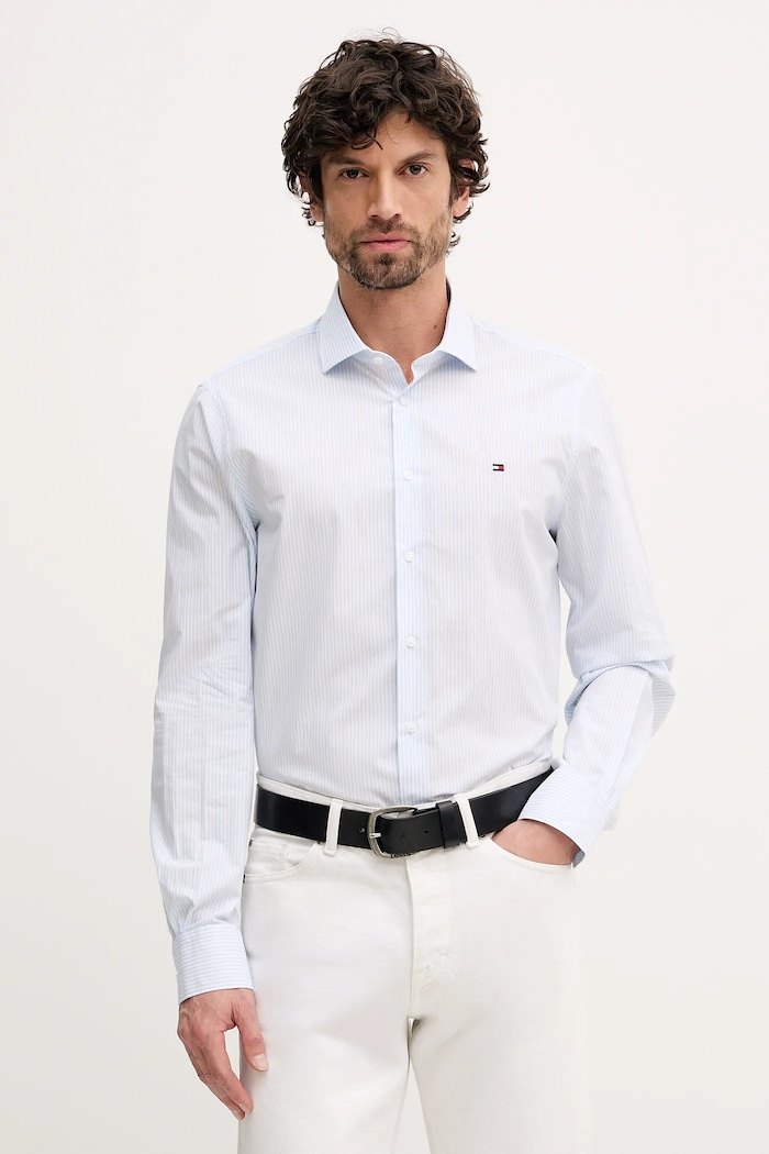 Bombažna srajca Tommy Hilfiger Bombaž modra MW0MW41657