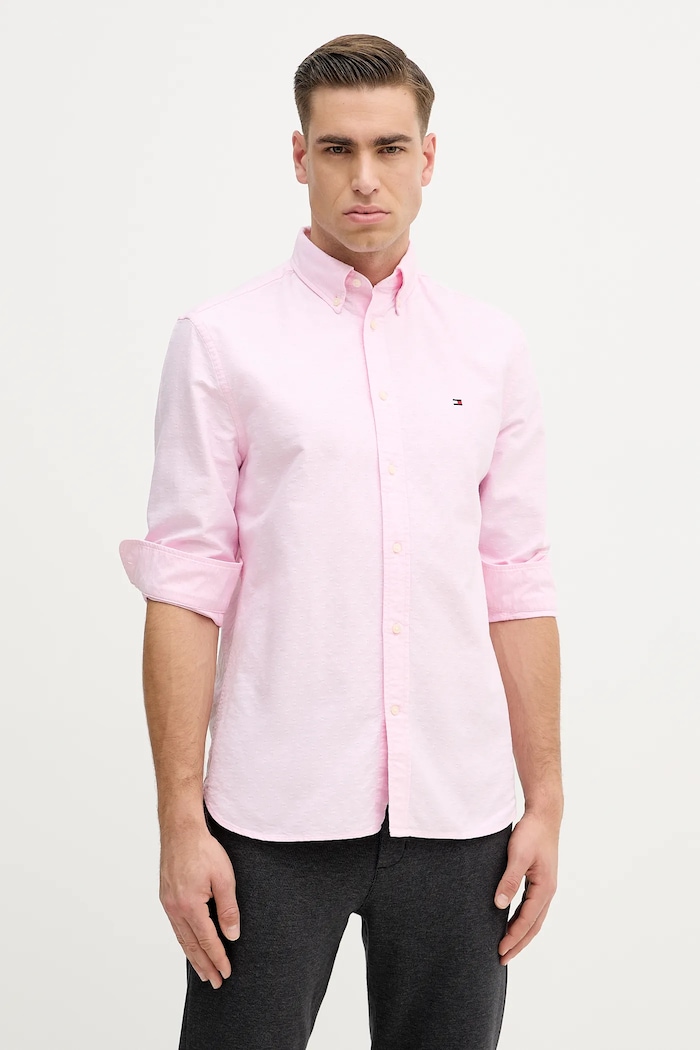 Bavlněná košile Tommy Hilfiger regular růžová MW0MW41683
