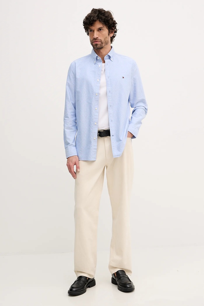 Bombažna srajca Tommy Hilfiger MW0MW41683 modra SS26