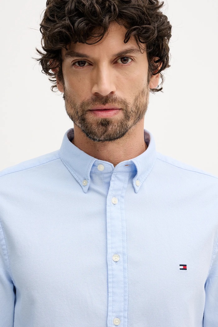 Bavlnená košeľa Tommy Hilfiger modrá MW0MW41684