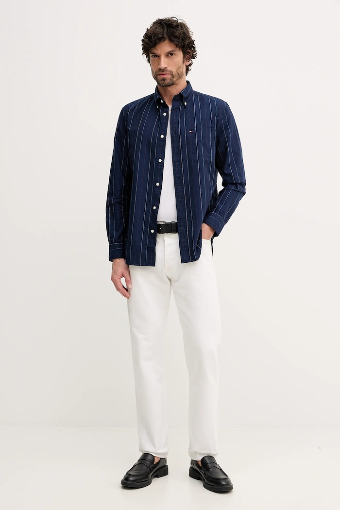 Bombažna srajca Tommy Hilfiger MW0MW41694 mornarsko modra SS26