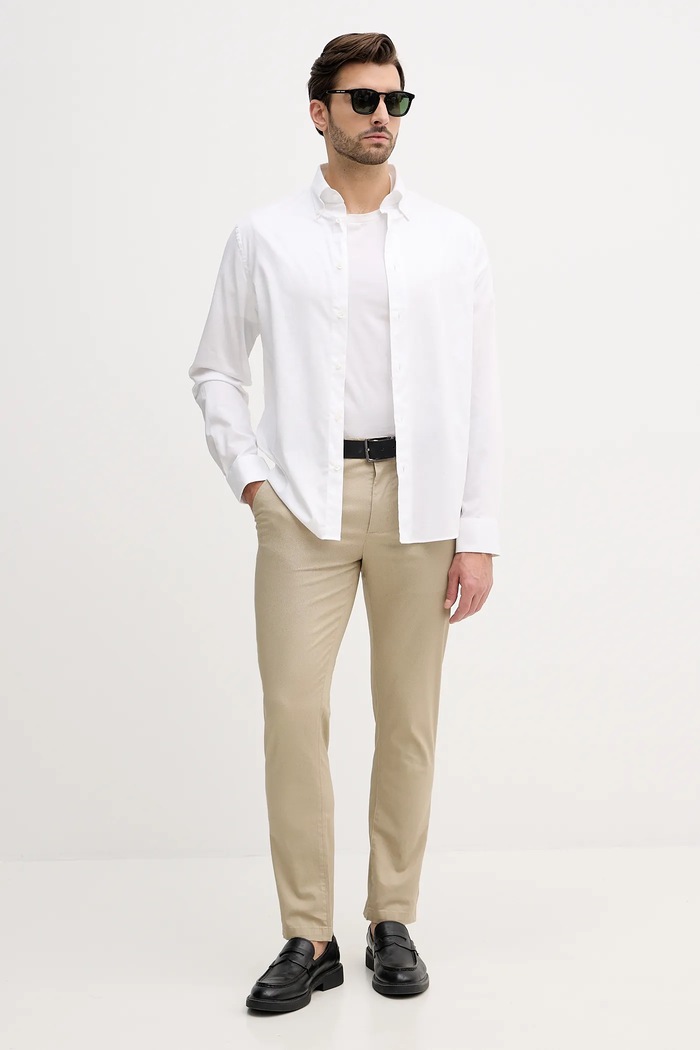 Tommy Hilfiger Cămașă bărbați bumbac cu elastan MW0MW41824 alb SS26