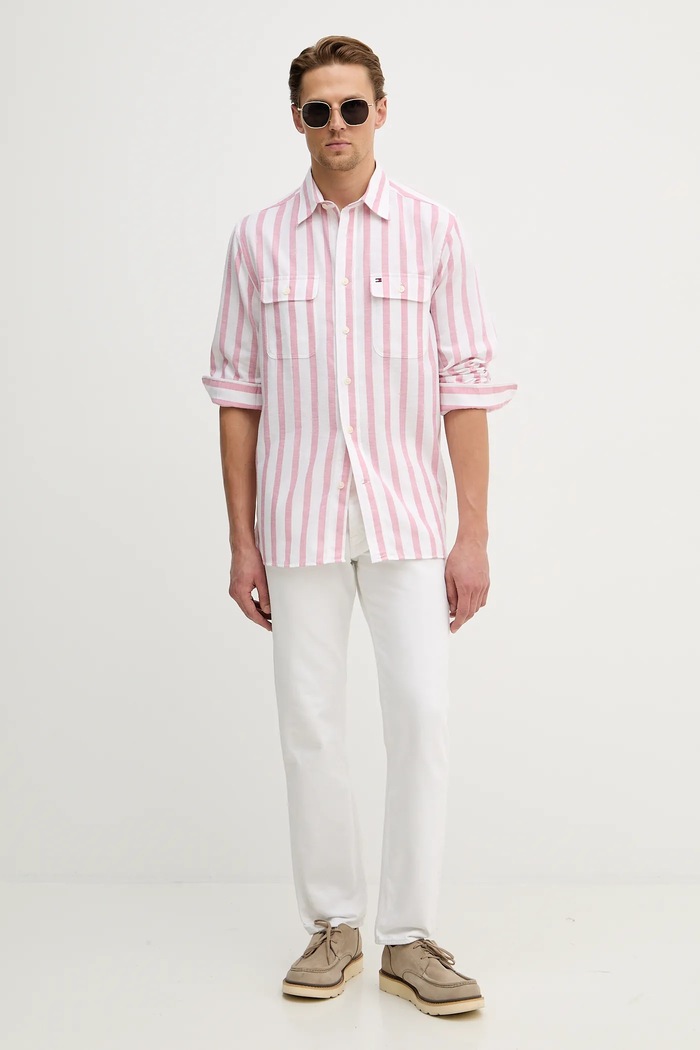 Πουκάμισο Tommy Hilfiger MW0MW41687 ροζ SS26