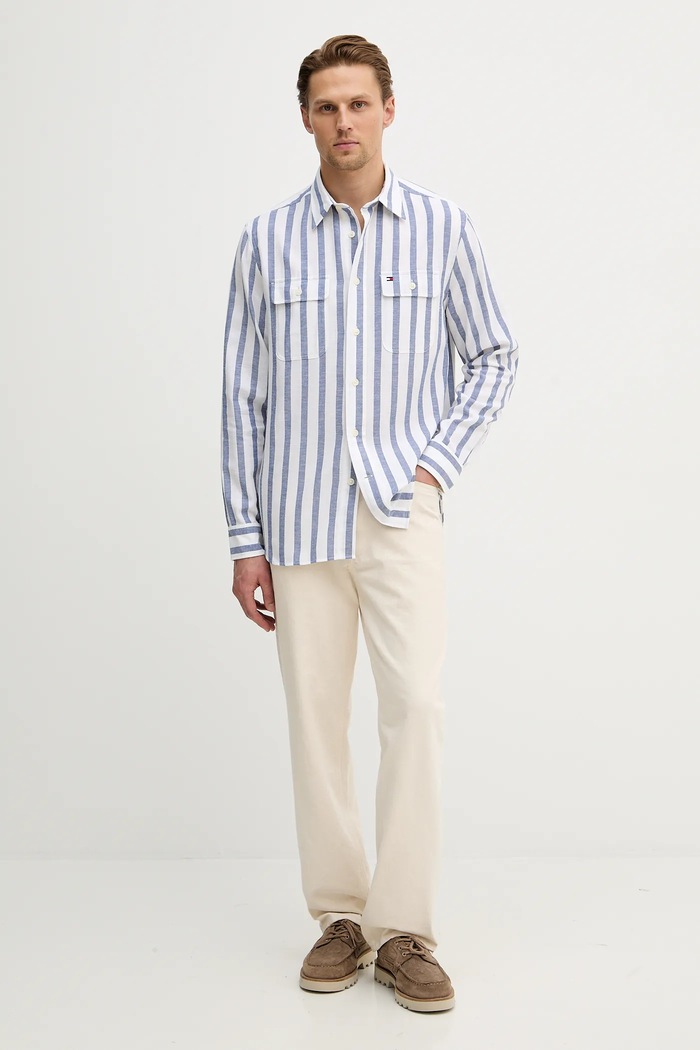 Πουκάμισο Tommy Hilfiger MW0MW41687 μπλε SS26