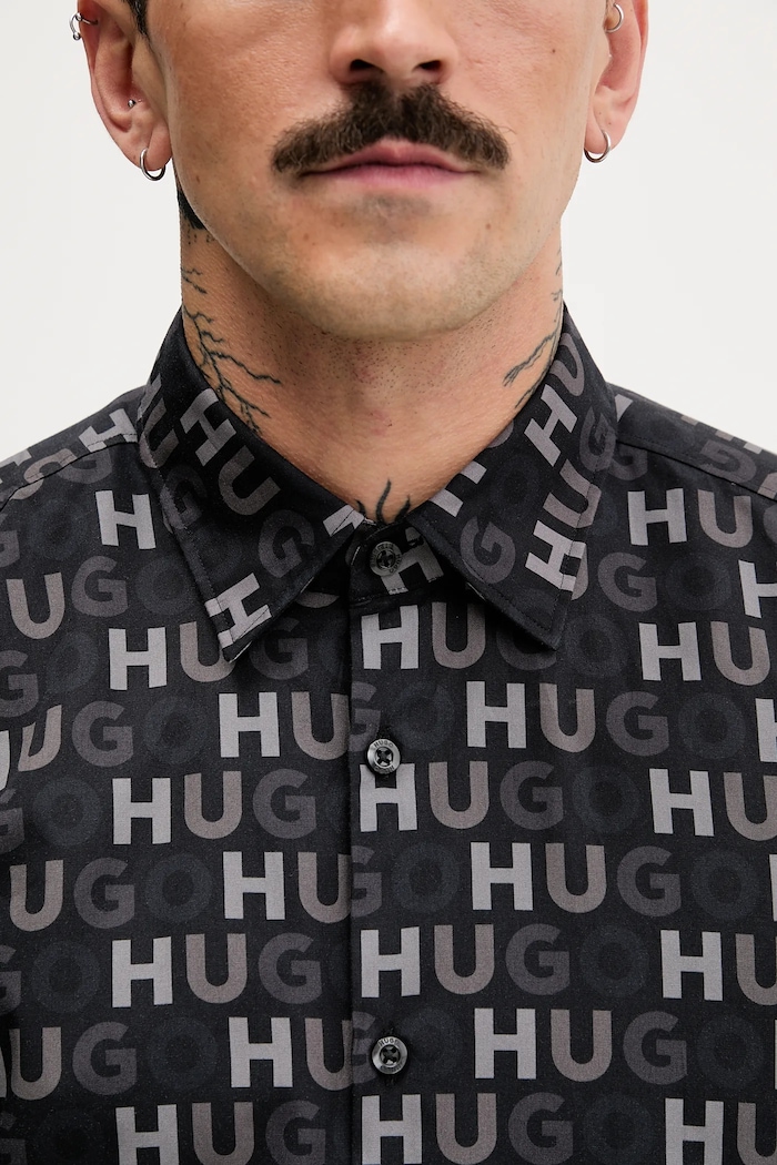 Бавовняна сорочка HUGO Ermo 50555775 чорний