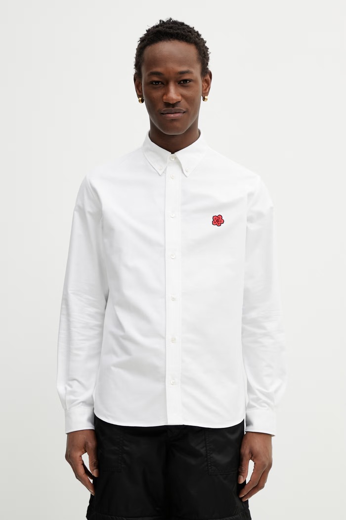 Kenzo cămașă din bumbac uni alb FG55CH4109LO