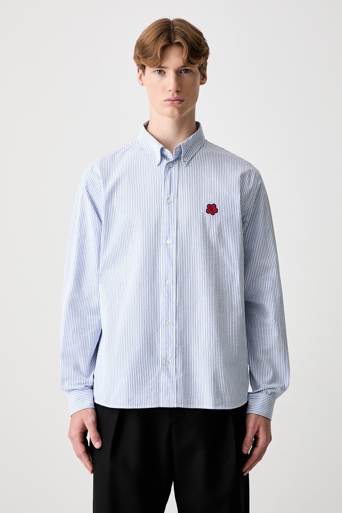 Kenzo риза от памук мъжка стандартна син FG55CH4109KB