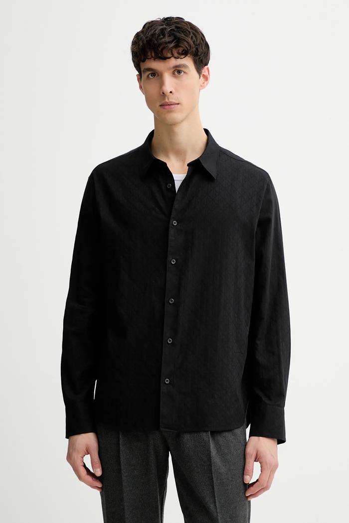 Bavlnená košeľa Calvin Klein relaxed čierna LV04LE111G