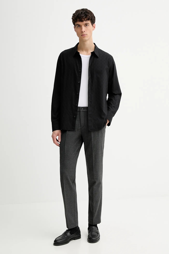 Bavlnená košeľa Calvin Klein LV04LE111G čierna SS26