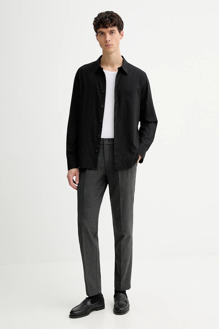 Bavlnená košeľa Calvin Klein LV04LE111G čierna SS26