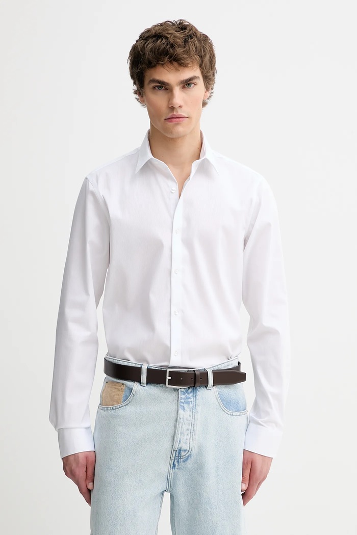 Košeľa Calvin Klein jemný vzor biela LV019EU084