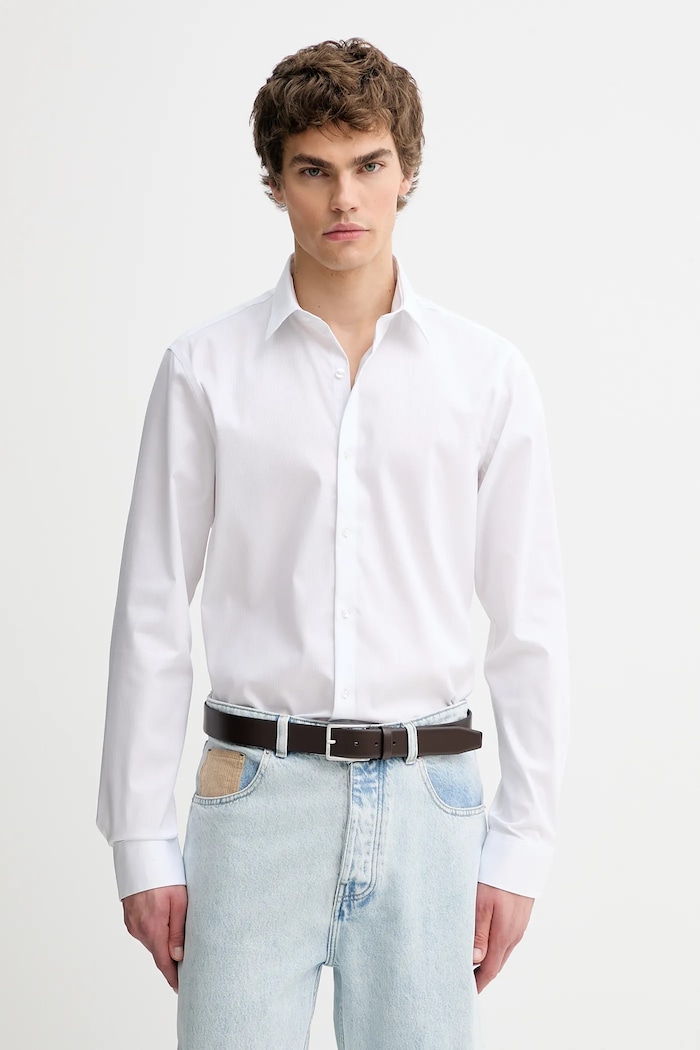 Košeľa Calvin Klein jemný vzor biela LV019EU084
