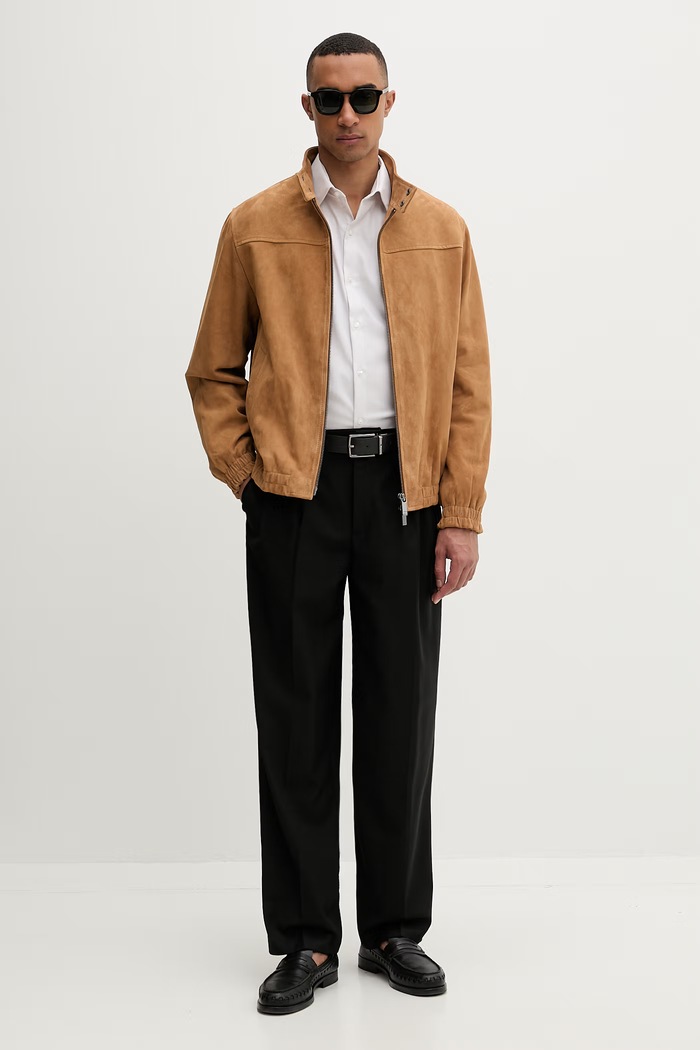 Calvin Klein cămașă bărbătească din bumbac cu elastan LV019EU090 bej SS26