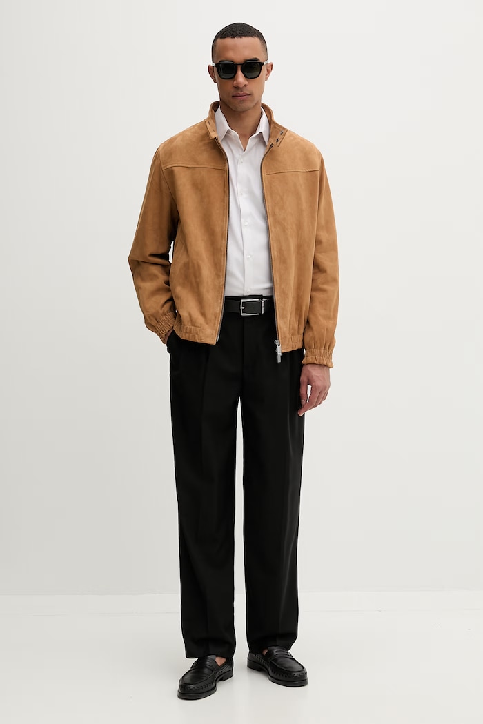 Calvin Klein cămașă bărbătească din bumbac cu elastan LV019EU090 bej SS26