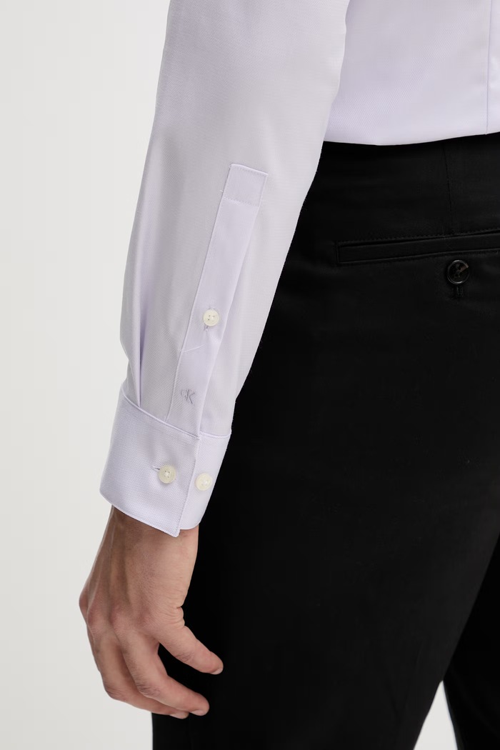 Calvin Klein πουκάμισο ανδρικό βαμβακερό με ελαστάν LV019EU090 μωβ