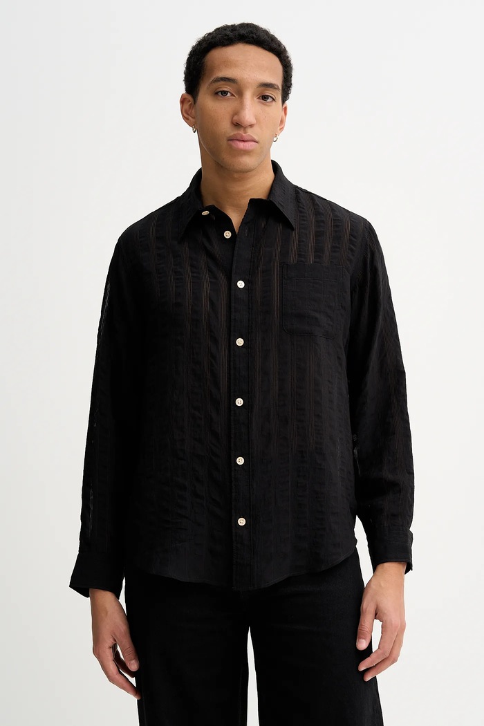 Košeľa AllSaints regular čierna M025SD