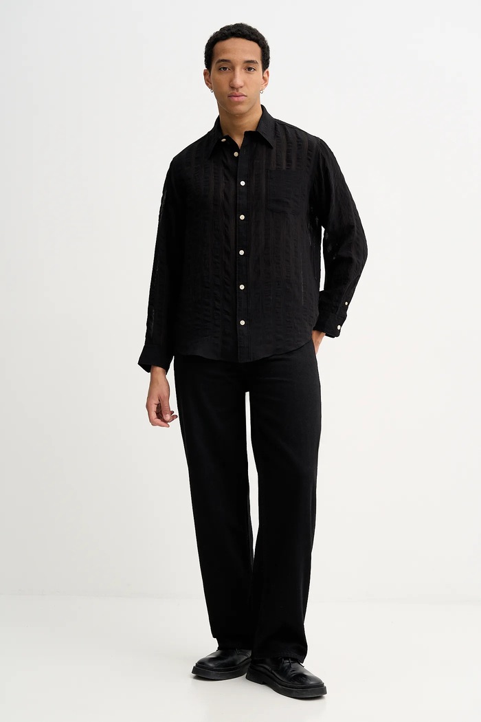 Košeľa AllSaints M025SD čierna SS26