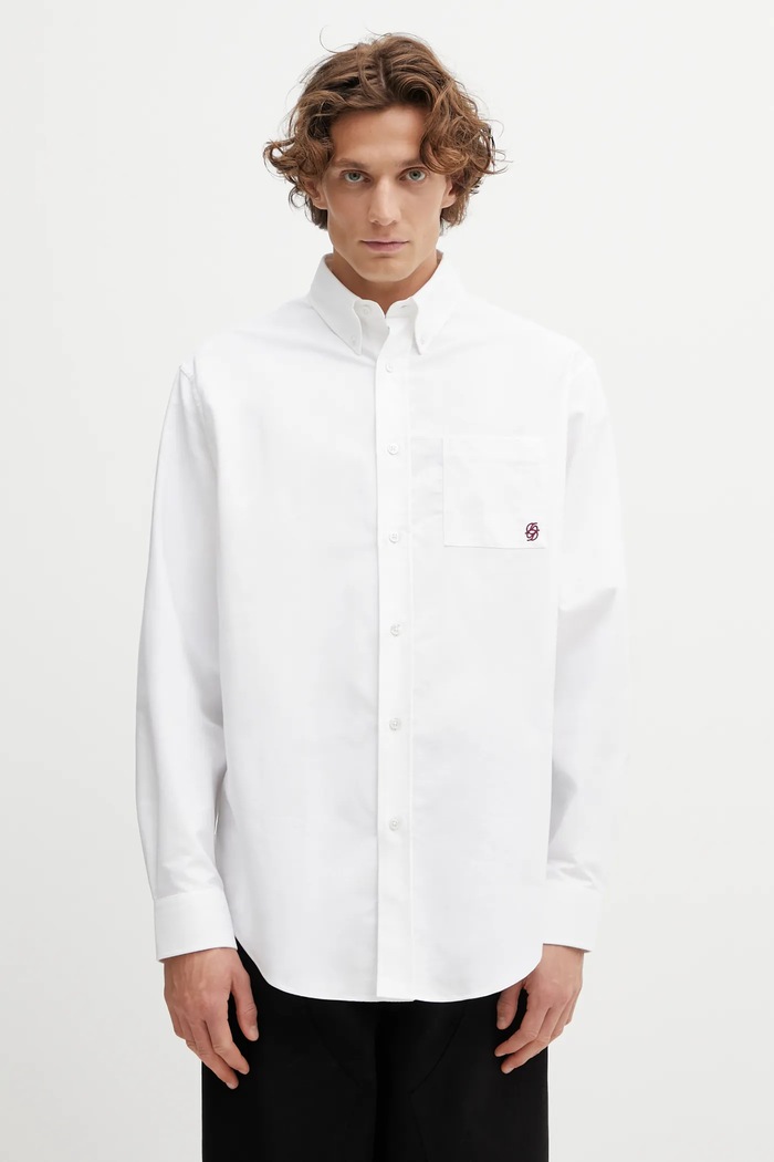 Bavlnená košeľa Drôle de Monsieur La Chemise Oxford jednofarebný biela H.SH240.CO225.WT