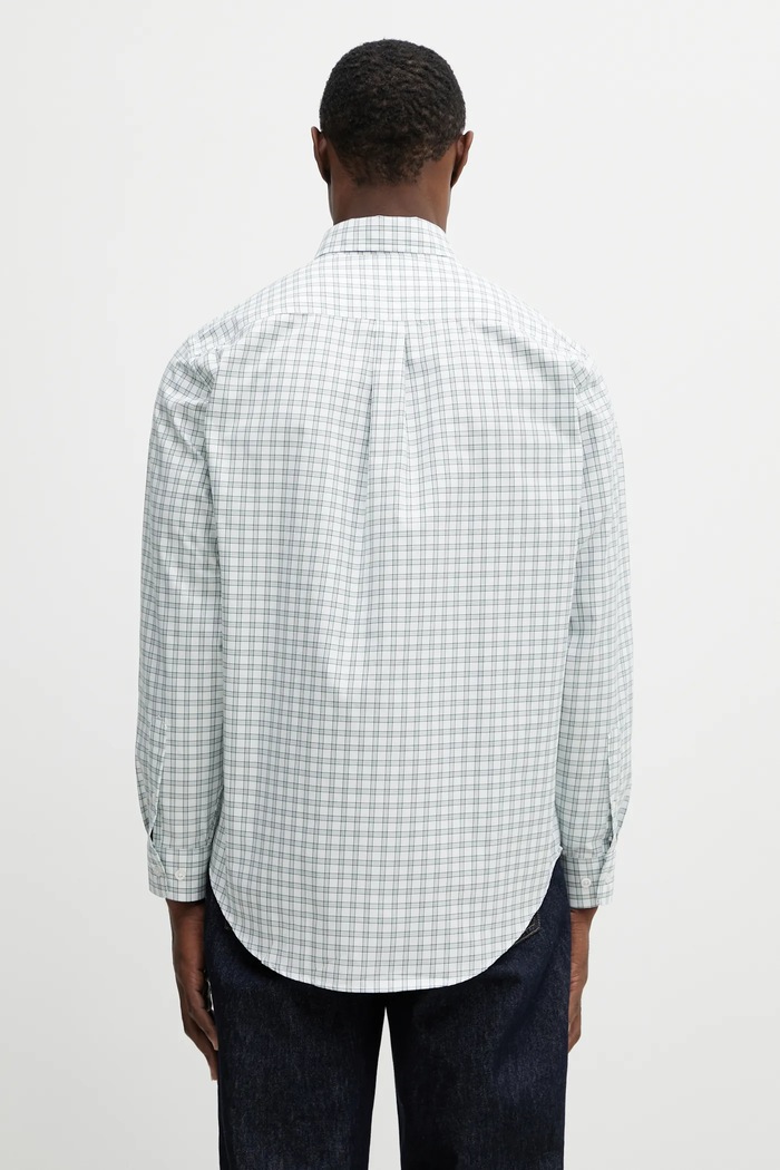 Clothing Drôle de Monsieur cotton shirt Chemise Carreaux Slogan Rose J.SH240.CO228.GN green