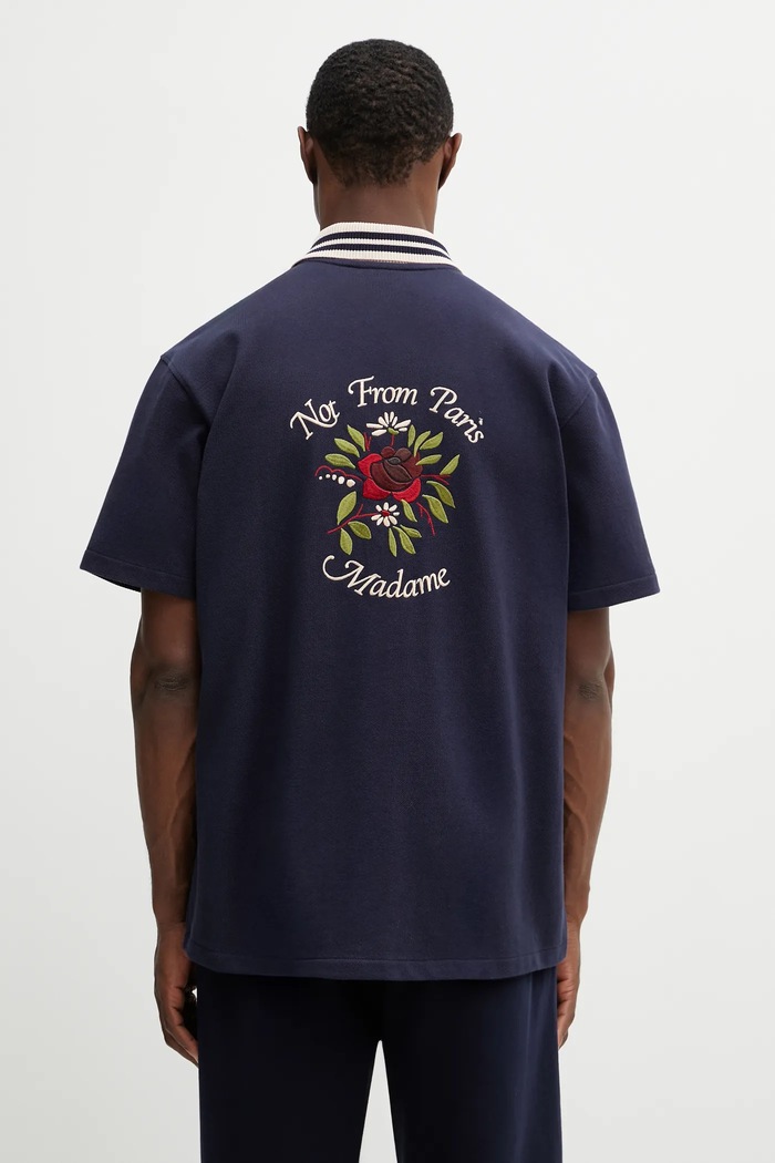 Îmbrăcăminte Drôle de Monsieur cămașă din bumbac Chemise Piquée Slogan Rose J.SH247.CO264.NY bleumarin