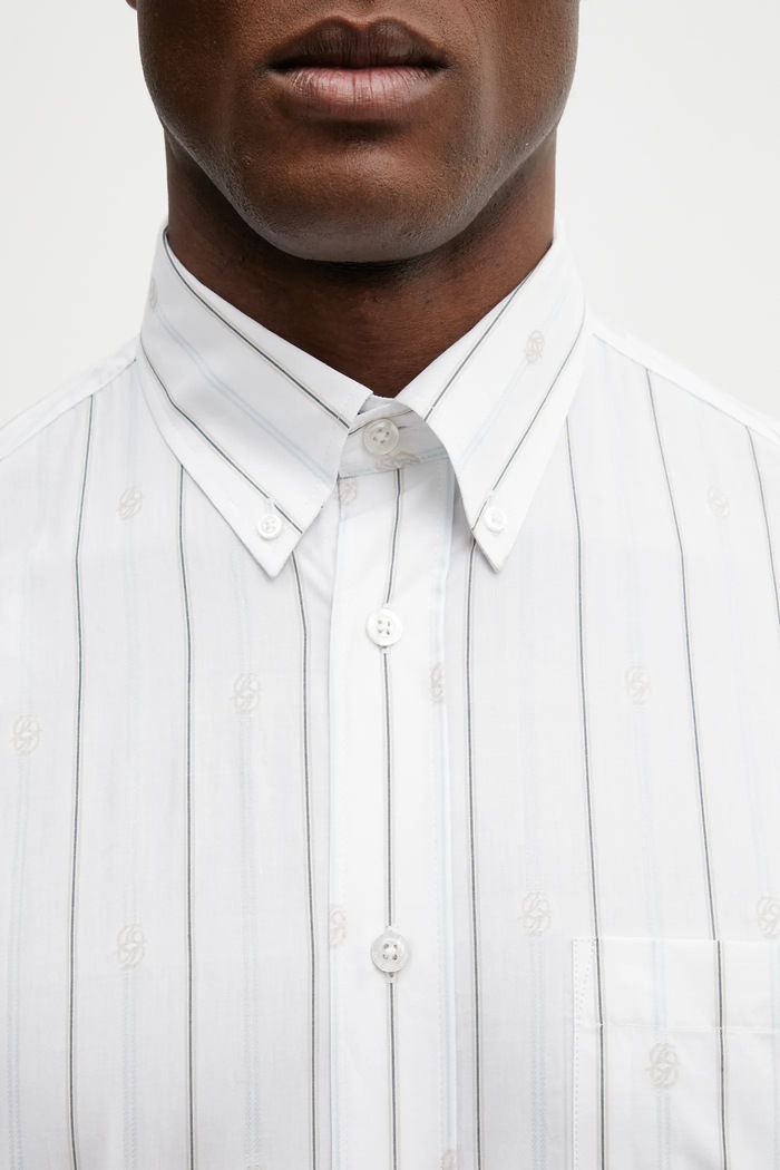 Drôle de Monsieur cămașă din bumbac Chemise Rayée Monogramme alb J.SH240.CO185.OW