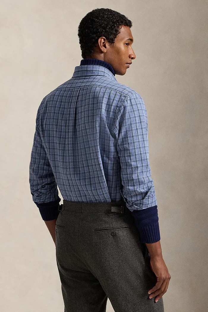 Βαμβακερό πουκάμισο Polo Ralph Lauren 710953707 σκούρο μπλε SS26